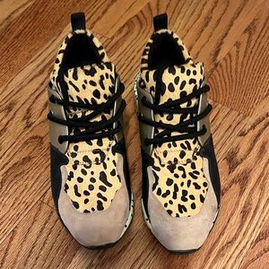 Steve Madden Leopard Print Athletic Shoes - Black and Tan